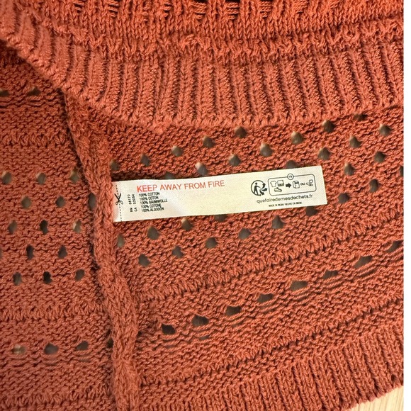 Brand Free People Beach Crochet 2 Piece Set Rust Orange Vest & Mini Skirt Small - Picture 16 of 16